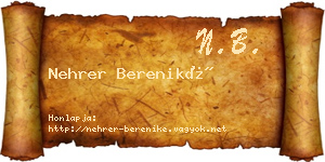 Nehrer Bereniké névjegykártya